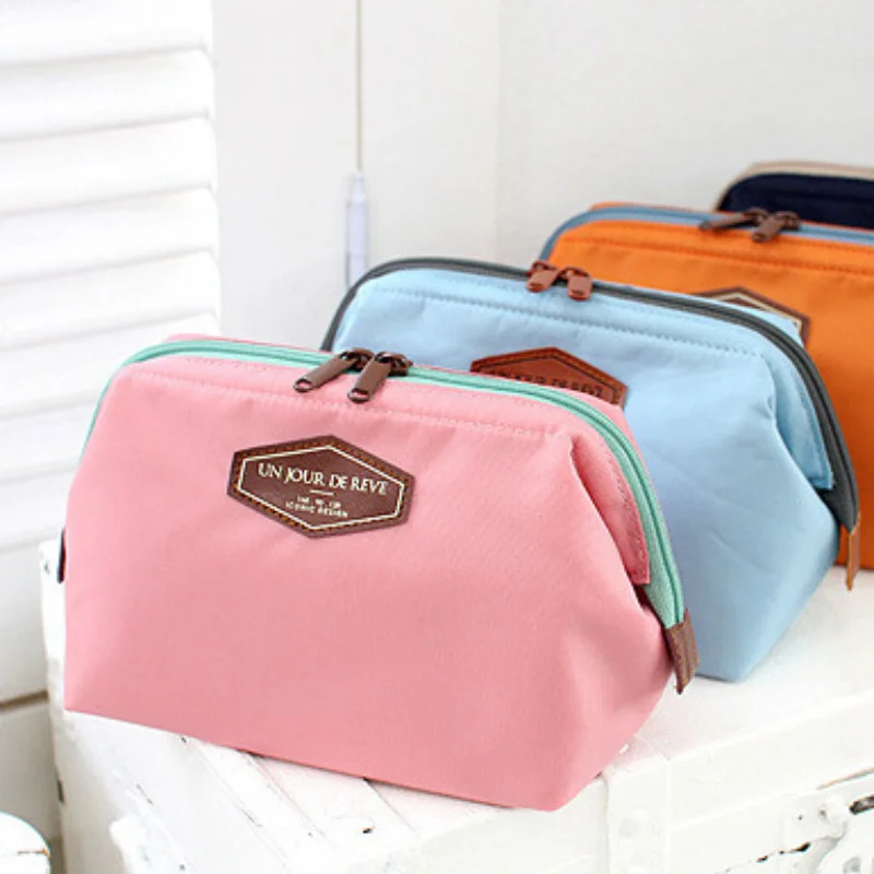 Bespoke Embroidery Badges PU Bag Girls Womens Waterproof Wash Make-up Bag Zip Wash Organizer Toiletry Pouch for Ladies