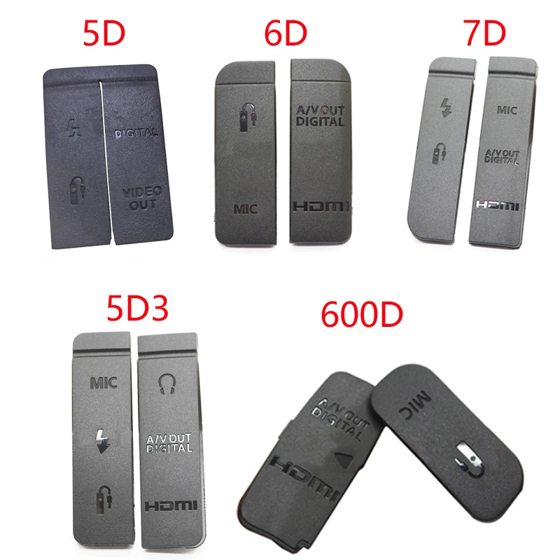 

USB DC IN/VIDEO OUT Rubber Door Bottom Cover For Canon EOS 5D 6D 7D Mark II 5D2 5D3 600D 70D 650D Camera