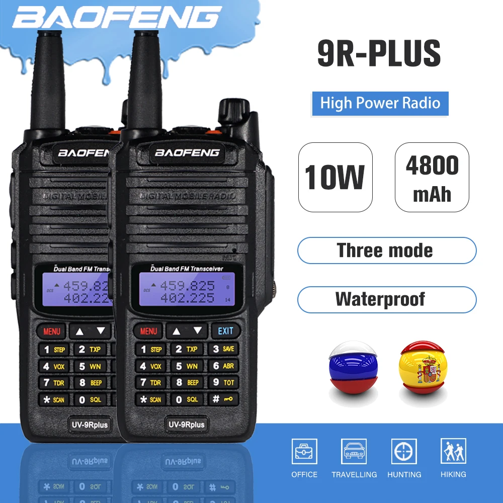 10W Baofeng UV-9R Plus Waterproof Walkie Talkie for Hunting 10 Km Hf Transceiver Vhf Uhf Ham Radio Long Range CB Radio Station