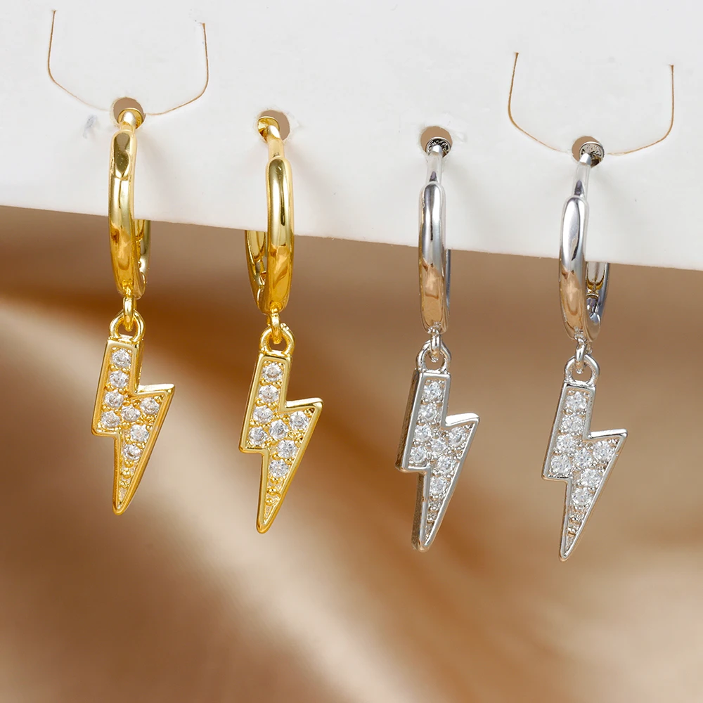 Женские Серьги-кольца Yuedane Из Нержавеющей Стали С Цирконием Дизайн Молнии