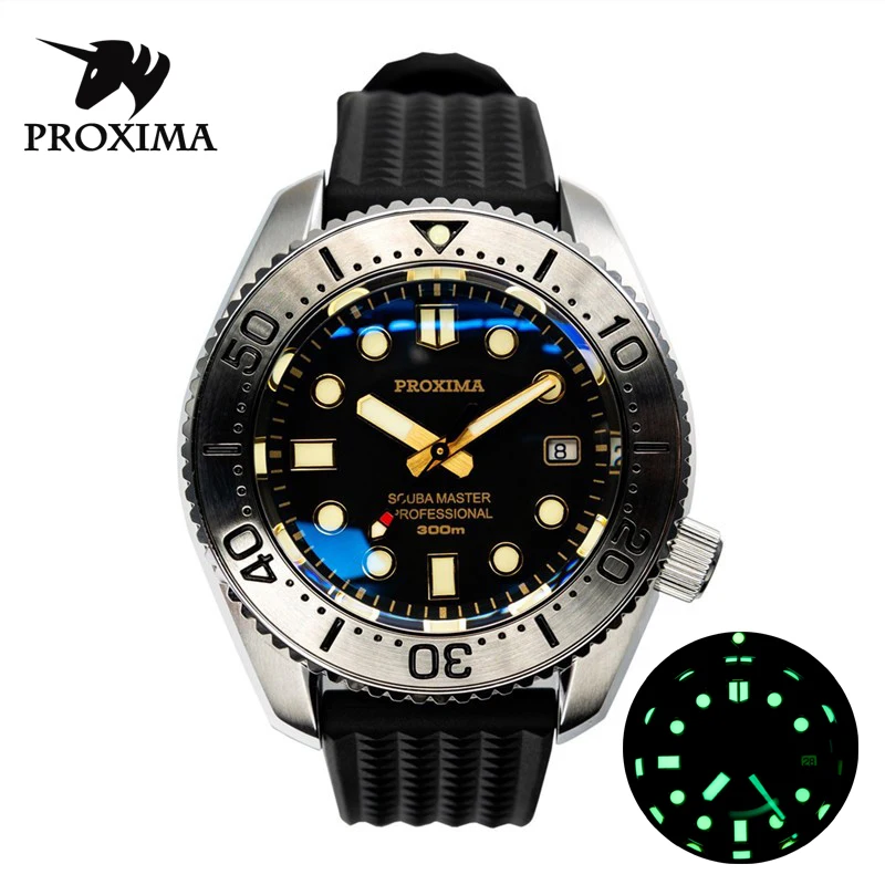 

Proxima Brand Men Dive Watch NH35A Luxury Business Automatic Mechanical Watches 300M Sapphire Crystal C3 Luminous Wristwatch AAA