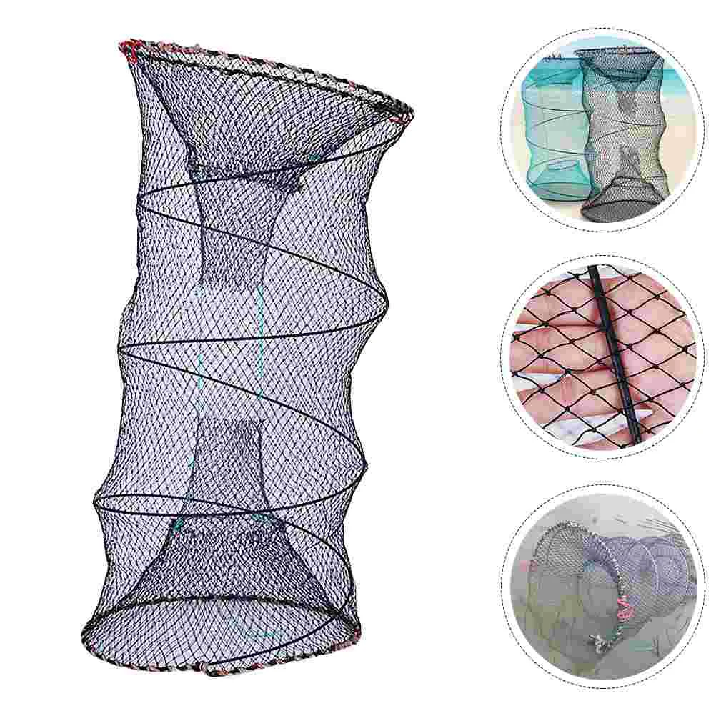 

Net Trap Crab Minnow Bait Crawfish Mesh Cage Collapsible Lobster Foldable Traps Cast Shrimp Crayfish Folded Lures Crawdad Blue
