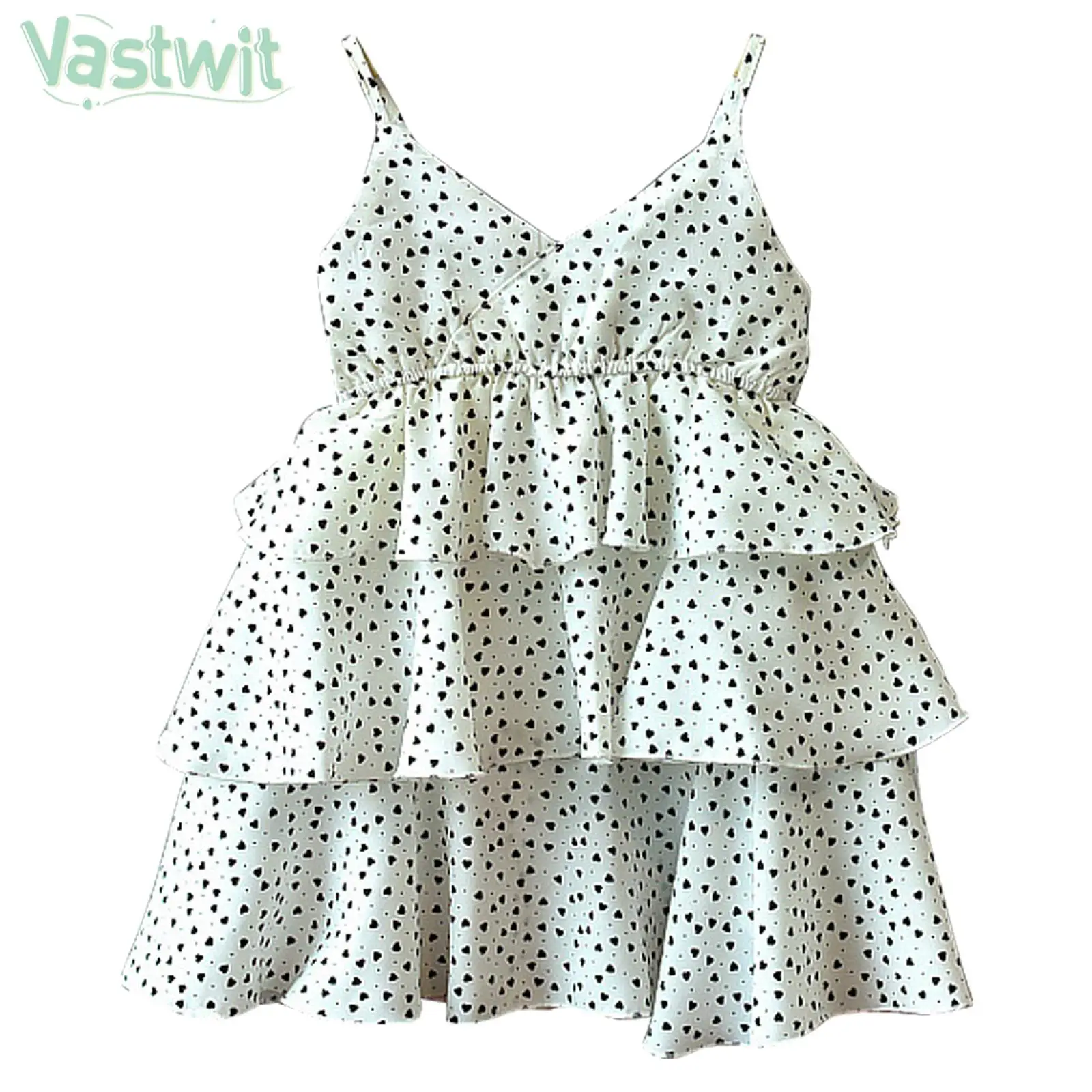 

Evening Dresses for Little Girls Sleeveless V Neck Backless Elegant Heart Polka Dot Skirt Kids Party Daily Casual Vacation Wear