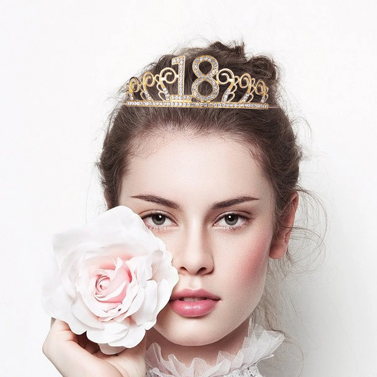 

18th Birthday Tiara Rhinestone and 18th Birthday Party Supplies Rhinestone Crowns Golden Diamante Happy ( 18th Birth- Silver )