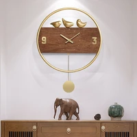 luxury modern wall clock nordic creative silent simple wood metal wall clock pendulum swing wandklok bedroom wall clocks mm60wc