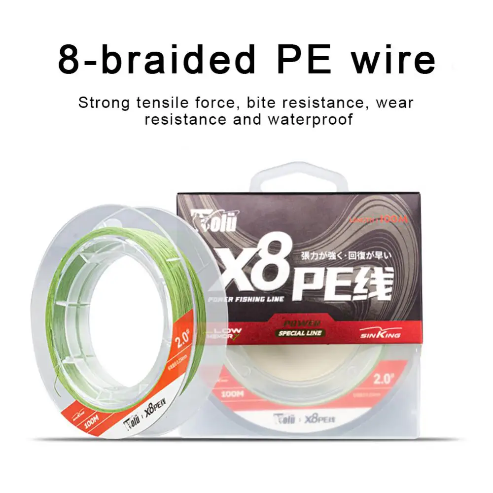 

Леска рыболовная 8-плетеная из ПЭ, прочная водонепроницаемая леска для ловли нахлыстом, устойчивая к укусам, износостойкая