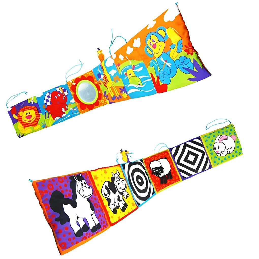 

Книга для раннего обучения, книжки для кроватки, привлекательная Двусторонняя матерчатая книга для новорожденных, износостойкая книга-бам...