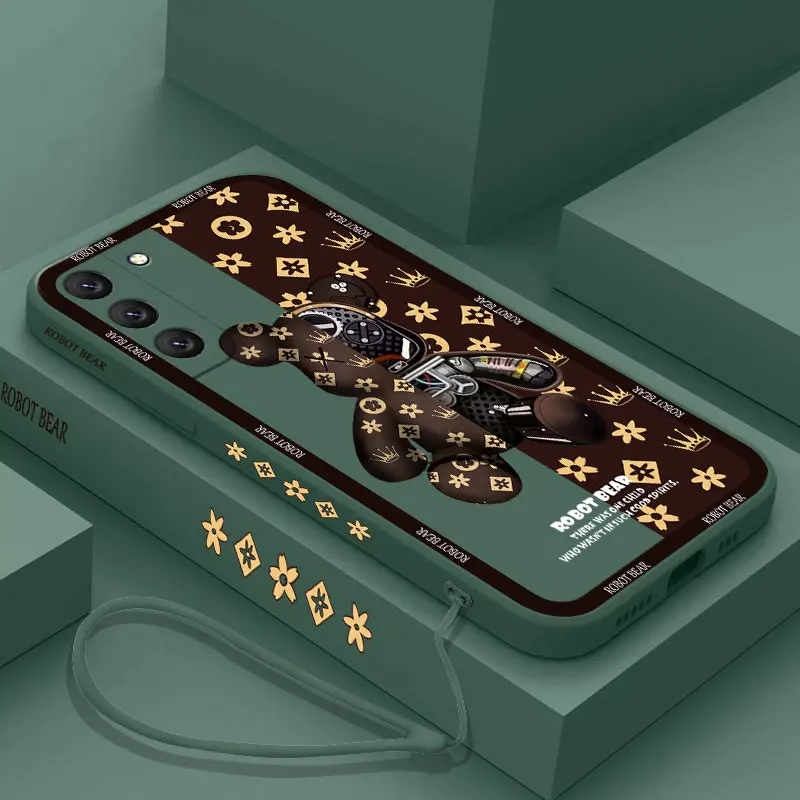 

Cool Bear Robots Phone Case For Samsung Galaxy S23 S22 S21 S20 Ultra Plus FE S10 S9 S10E Note 20 ultra 10 9Plus Cover with Strap