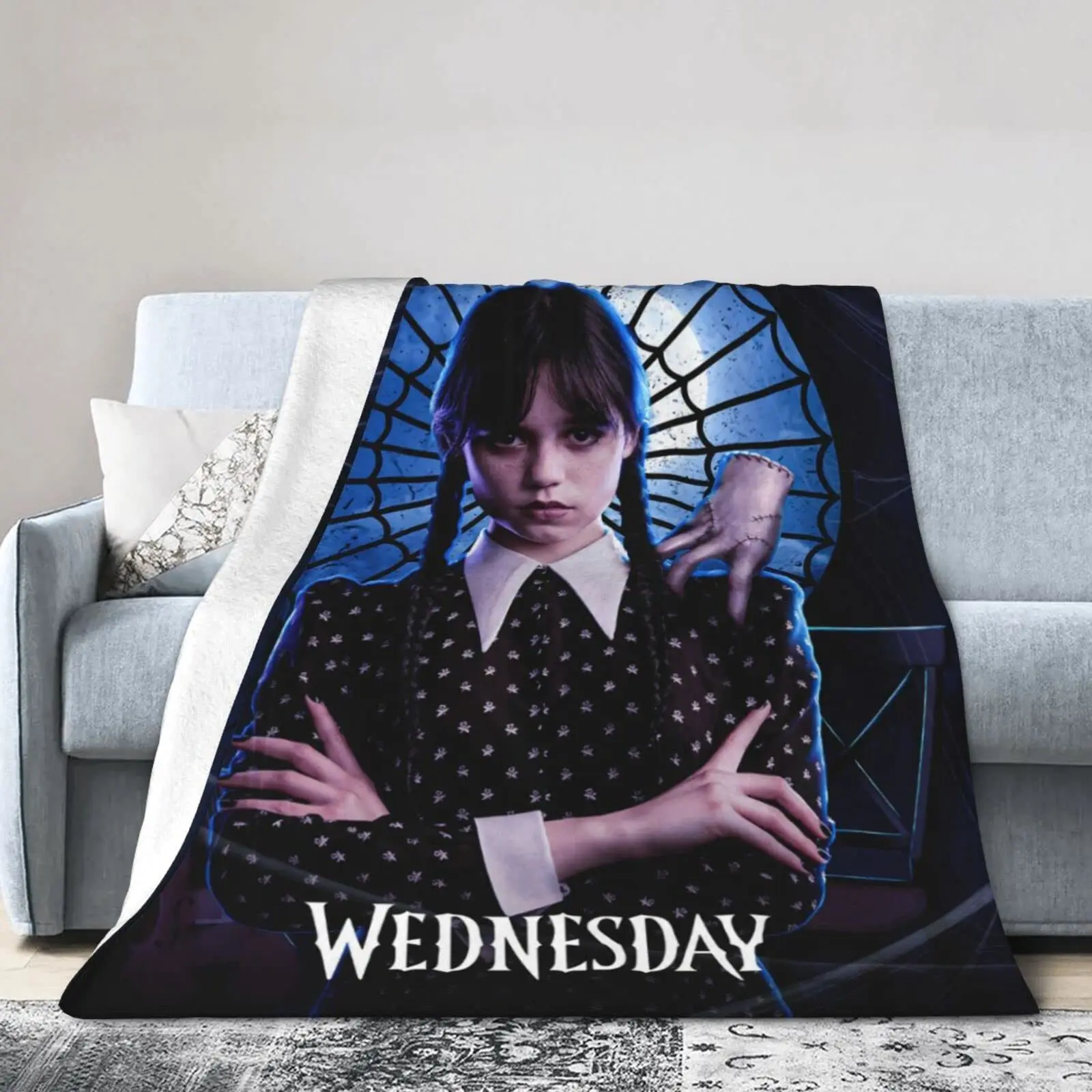 

Wednesday Addams movie around the print home facecloth blanket backpack travel blanket children's birthday gift