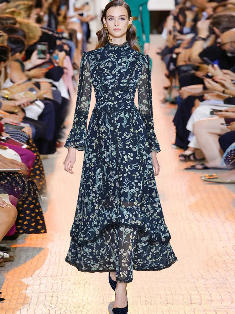 

Женское длинное платье с расклешенным рукавом, дизайнерское праздничное платье знаменитости для отпуска, элегантное платье с принтом, весна-осень