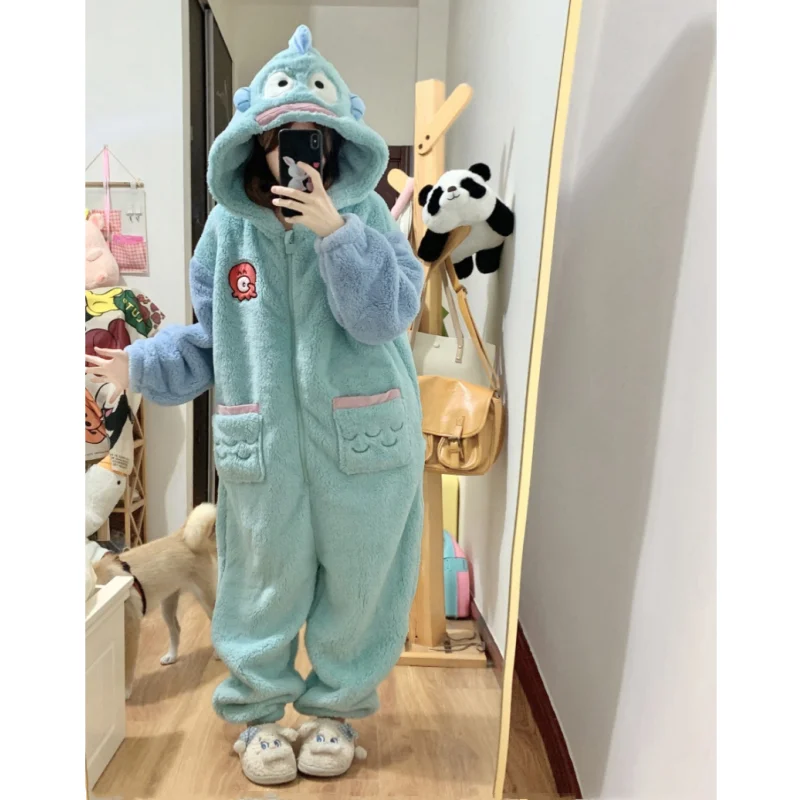 Новый утепленный коралловый флисовый комбинезон с рисунком рыбы-клоуна пижамы