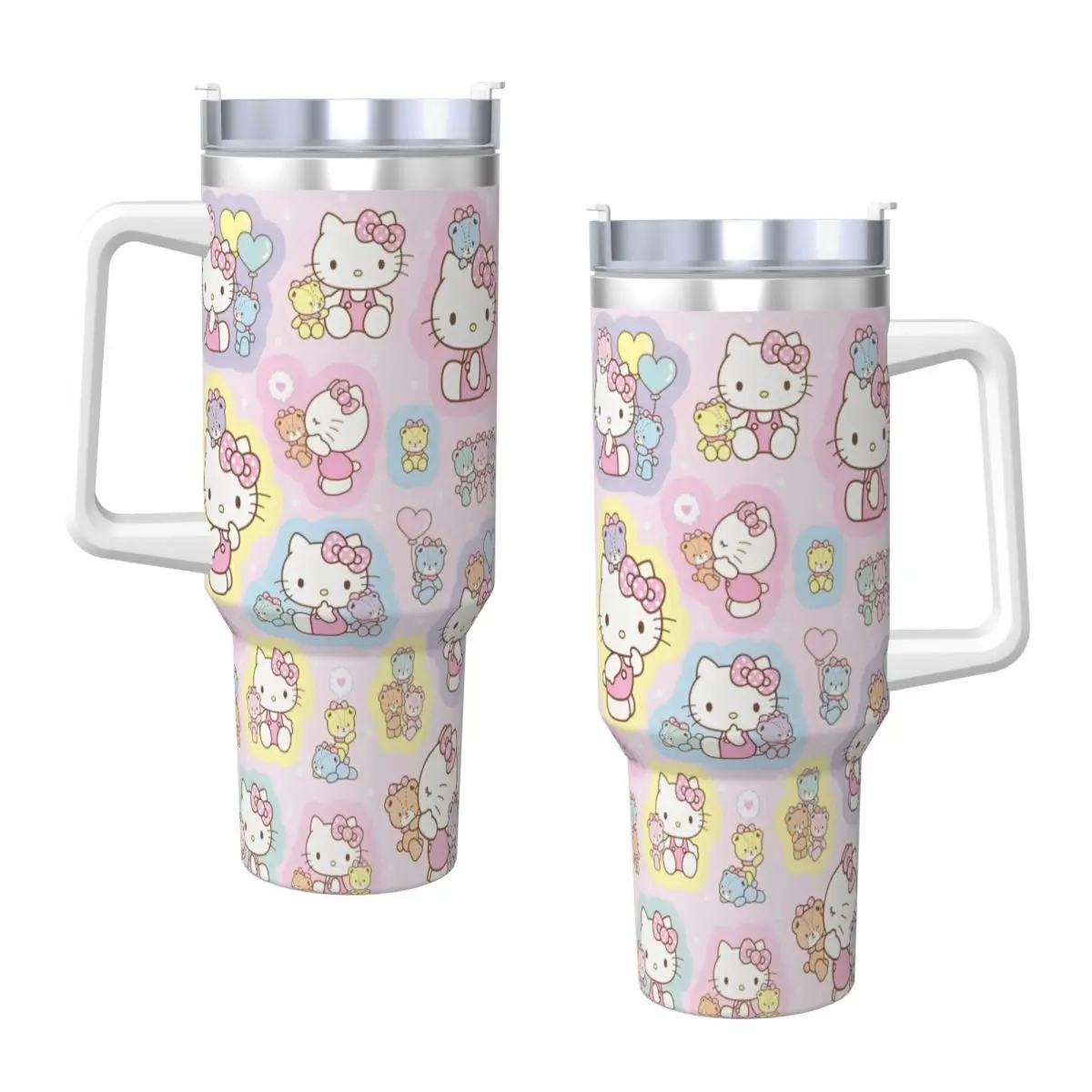 Стакан Hello Kitty Cat из нержавеющей стали термокружки для вождения с соломинкой и