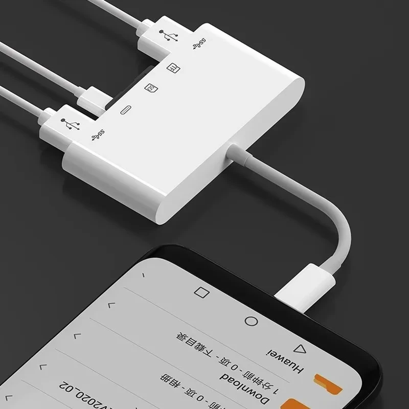 3 Heads USB Adapter 5 In 1 TypeC Android IOS Flash Drive SD/TF Card Reader Adapter for Iphone Ipad Macbook Laptop Xiaomi Samsung