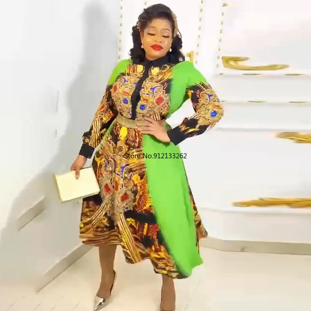

Traditional Dashiki African Print Party Dresses for Women Plus Size Turkey Boubou Robe Africaine Femme Dubai Nigeria Clothes