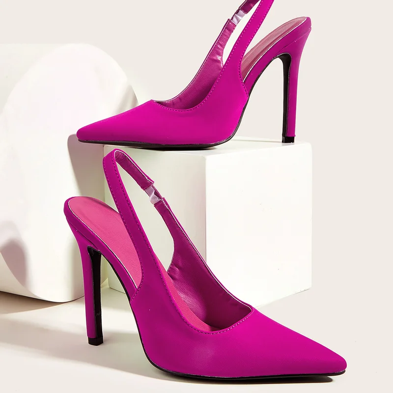

2022 New Summer Women Heel Sandals Fashion Woman Pointed Toe Thin Heel Ladies Elastic Band Singbacks Pumps Female Sandalias