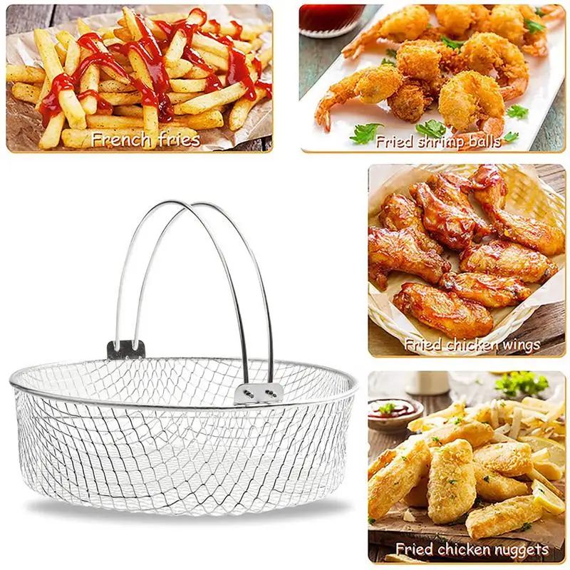 Basket Steamer Basket Instant Pots Accessories Easily Use Keep Food Crispy Stainless Steel Mesh Basket For Air Fryer