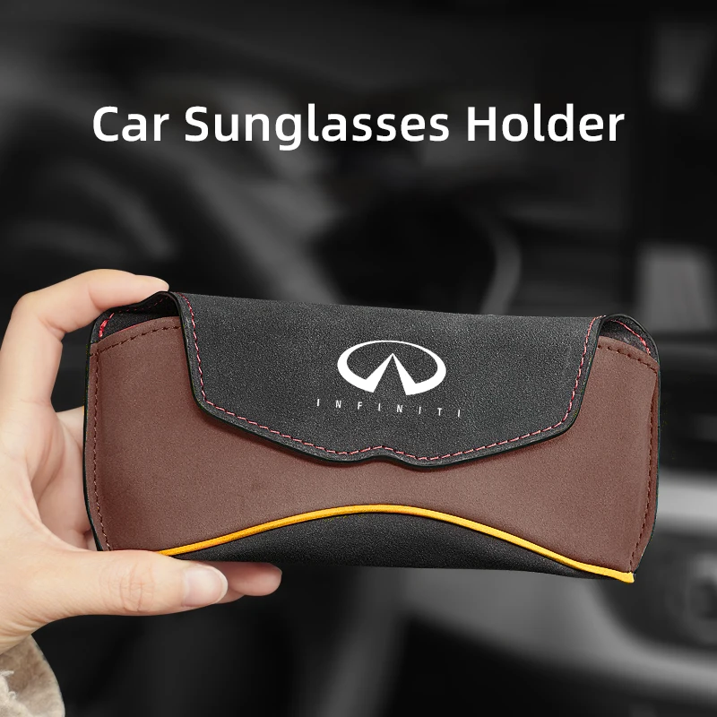

Автомобильный солнцезащитный козырек, футляр для очков Infiniti FX35 Q50 Q30 ESQ QX50 QX60 QX70 EX JX35 FX35, замшевые кожаные зажимы для очков, автомобильные аксессуары