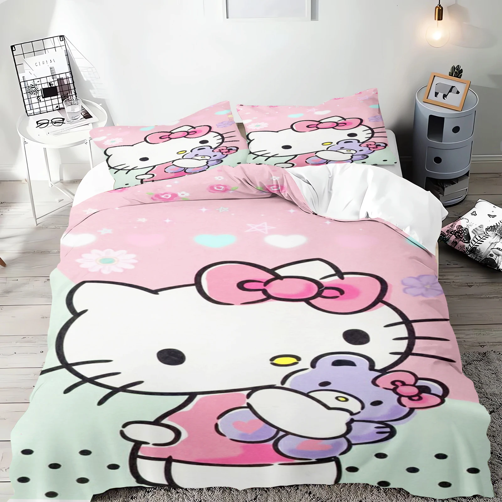 Комплект постельного белья из 3 предметов с рисунком Hello Kitty