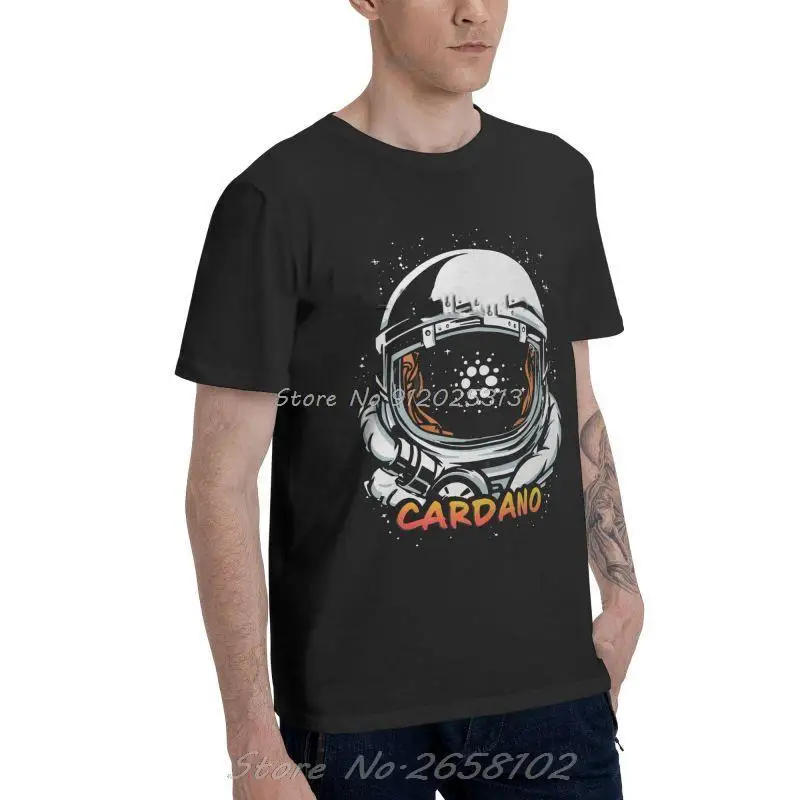 

Cardano T-shirt Men Fashion T Shirt Short Sleeve ADA Cryptocurrency And Funny Astronaut Taxi To The Moon Tshirts Cotton Tee Tops
