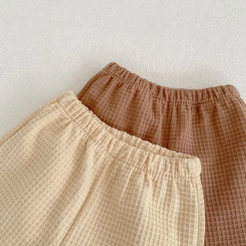 Spring Autumn New Baby Boys Pants Toddler Girls Versatile Loose Waffle Pants