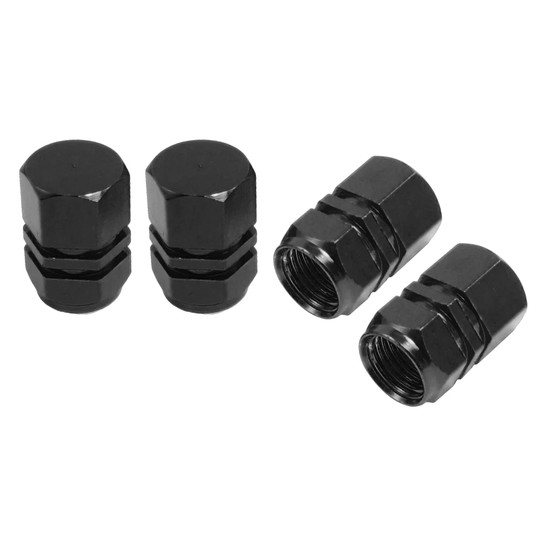 

4 Pcs Black Metal Hexagon Auto Car Tyre Tire Valve Cap Cover