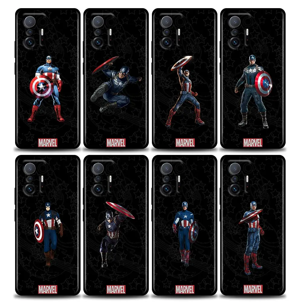 

Phone Case for Xiaomi Mi 12 12X 11 Lite 11X 11T X3 X4 NFC M3 F3 GT M4 Pro Lite NE 5G Silicone Case Cool Captain America Marvel