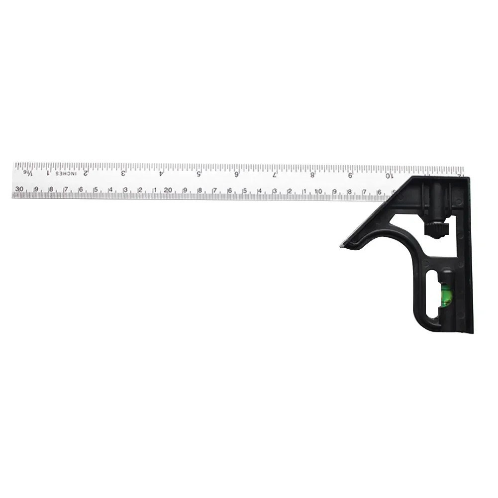 

Stainless Steel Straight Right Angle Ruler Horizontal Speed Square Angle Protractor Measuring Angle Spirit Level 12"(300mm)
