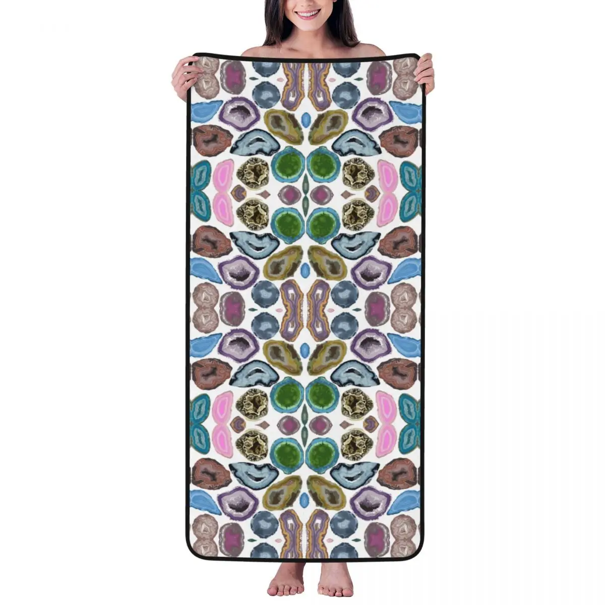 

Geode Beach Towel for Adult Kids Microfiber Bath Towel Blanket for Camping Swim Pool Travel Beach Gym