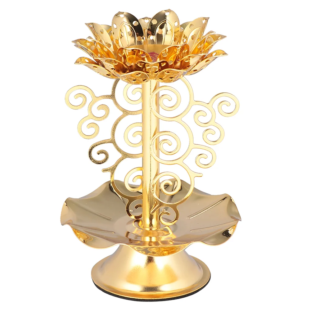 

Holder Stand Candlestick Tealight Lotus Lamp Holders Butter Votive Brass Pillar Oil Alloy Deskdecorative Desktop Temples Jar