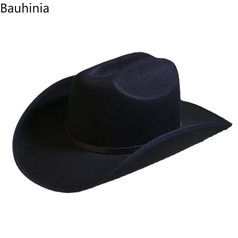 

Bauhinia New Vintage Black Western Cowboy Hat For Men Women Wide Brim Gentleman Cowgirl Jazz Hat Church Sombrero Hombre Caps