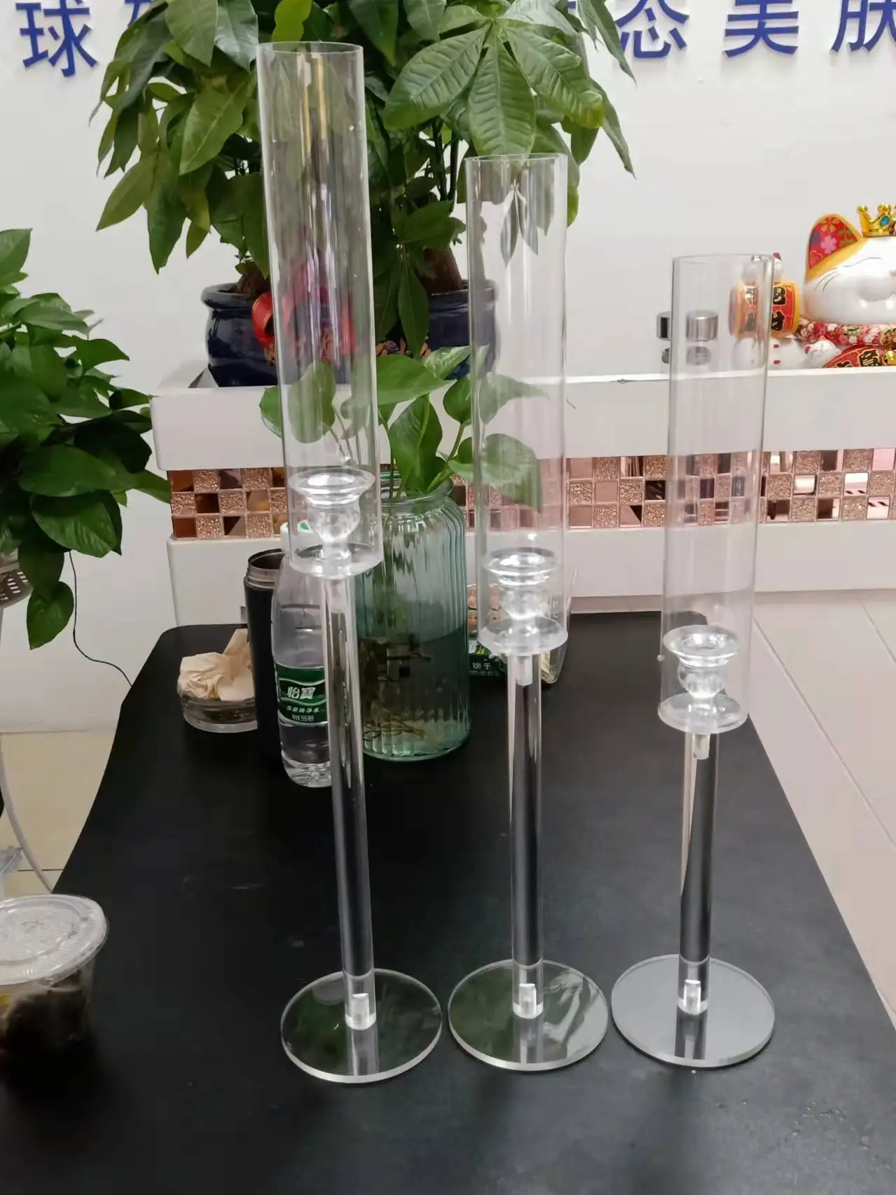 

3 Pcs Acrylic Candle Holders Acrylic Candlestick Centerpieces Road Lead Candelabra Centerpieces Wedding porps Christmas Deco