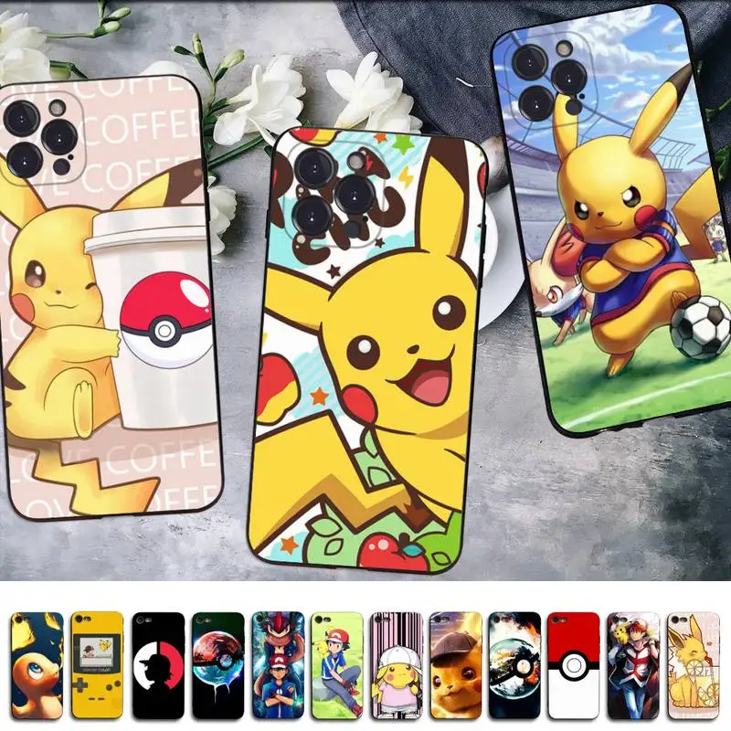 

BANDAI pokemon Pikachu Phone Case for iPhone 11 12 13 mini pro XS MAX 8 7 6 6S Plus X 5S SE 2020 XR case