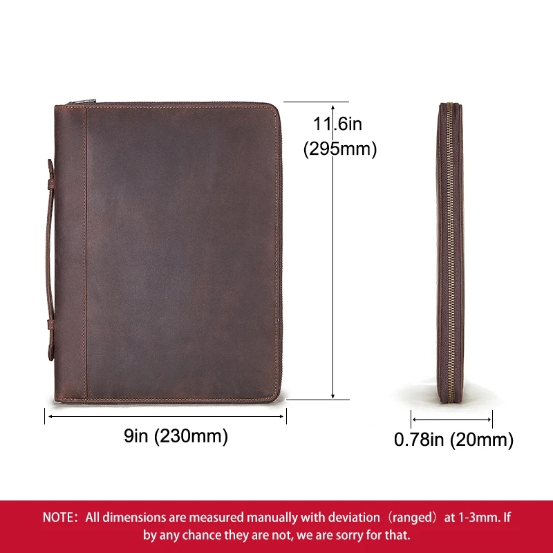 New Style Genuine Leather Portfolio For iPad Pro Retro Portable Business Journal Document A4 Cover Bag Multifunction Briefcase