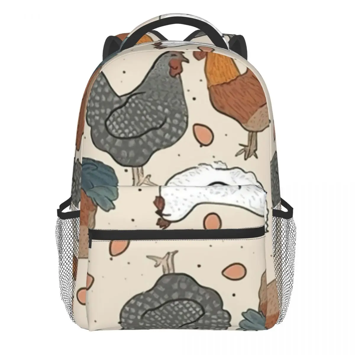 

Watercolor Chicken Backpack Animal Art Print Cycling Backpacks Unisex Custom Breathable High School Bags Elegant Rucksack