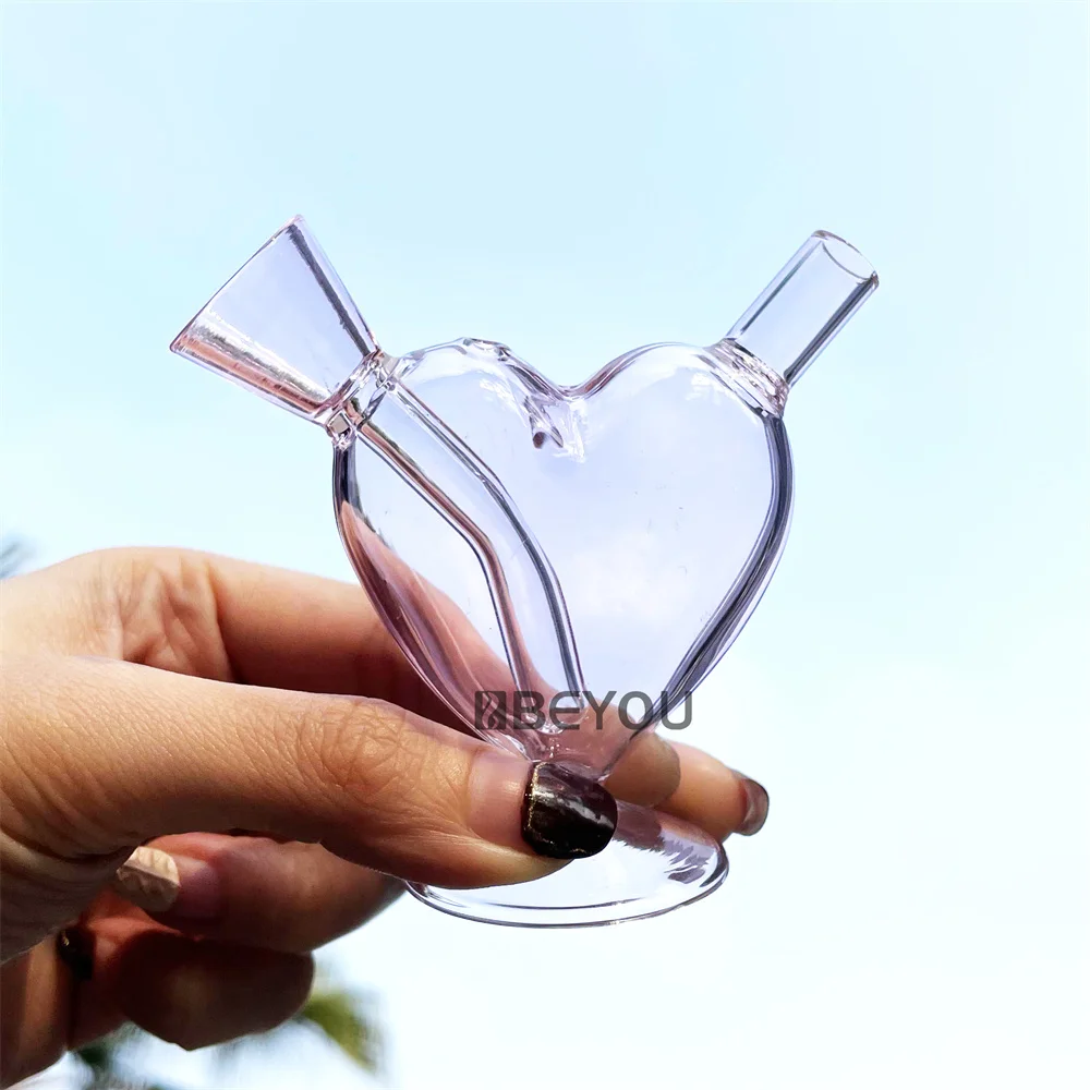 

Pink Heart Joint Herbal Bubbler Gift Transparent Glass Dad Rig NC Pipe 3.15 INCH