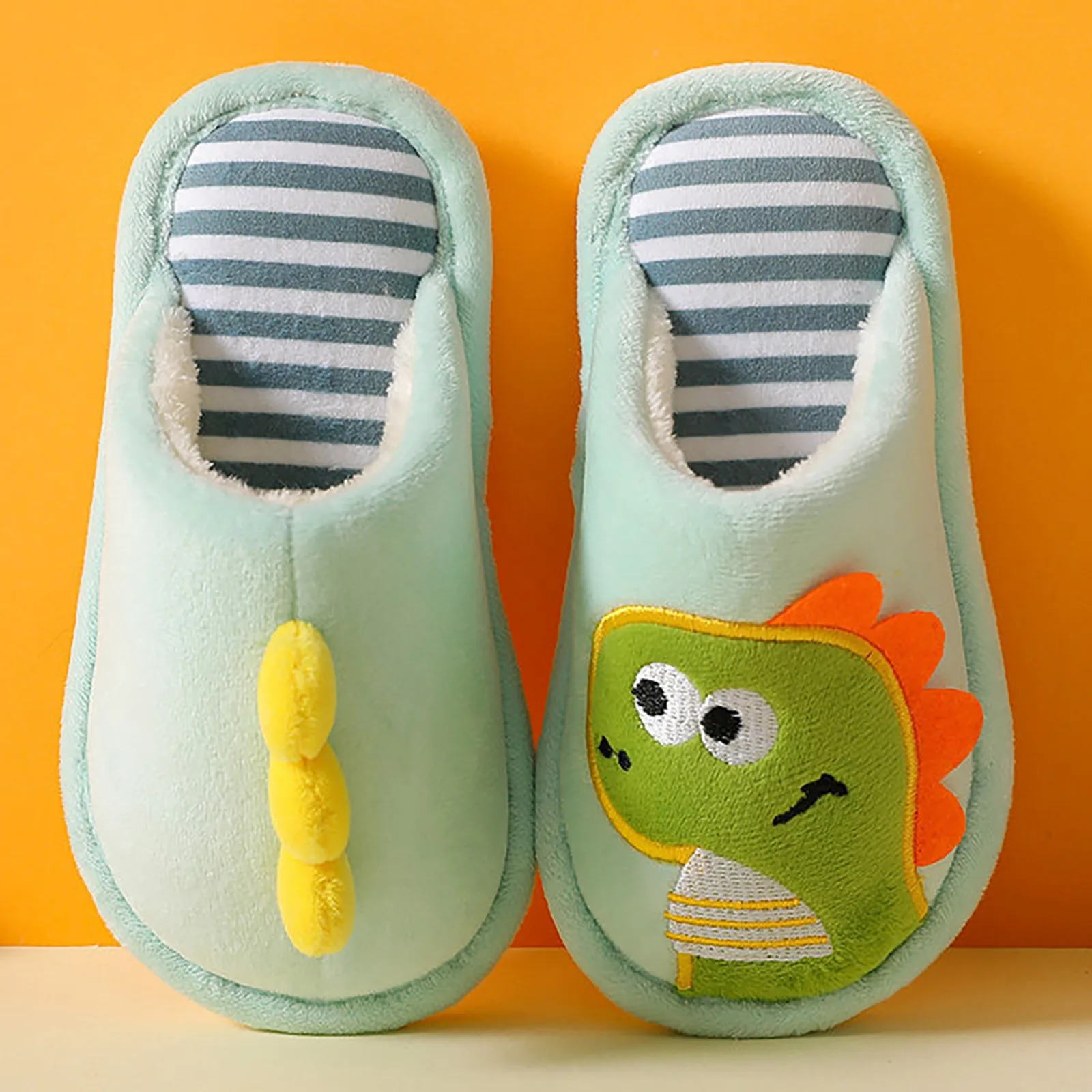Детские классические зимние тапочки с мультяшным динозавром Мягкие осенние