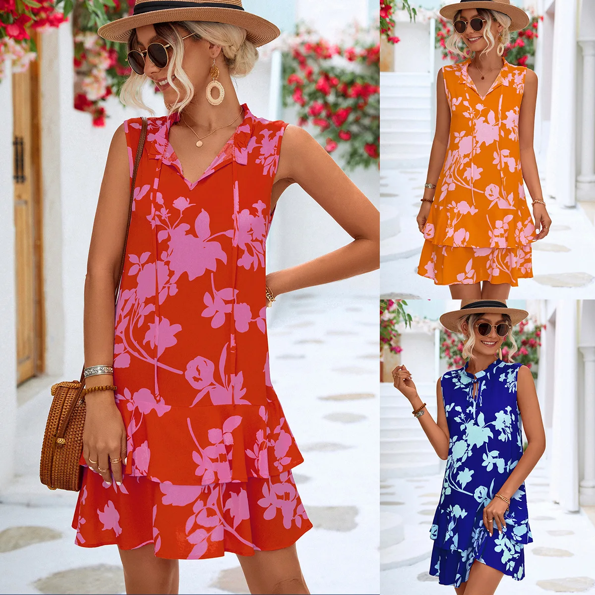 

Spring/Summer 2023 New Hot Selling Women's Wear Hot selling Sleeveless Lace Ruffle Dress