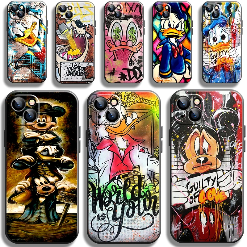 Graffiti Mickey Duck Phone Case For iPhone 13 12 Pro Max Mini 11 Pro X XR XS Max 6 6S 7 8 Plus Se2 Shockproof Soft Cover