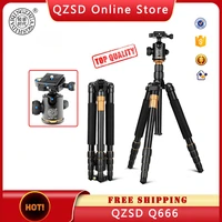 q666 lightweight camera tripod stand folded travel tripod with gimble ball head compact digital dslr monopod stand for phone