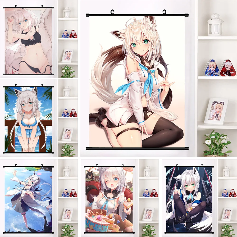 

Hololive VTuber Poster Hanging Scrolls Art Mural Shirakami Fubuki Canvas Painting Wall Picture Child Bedroom Home Cuadros Decor