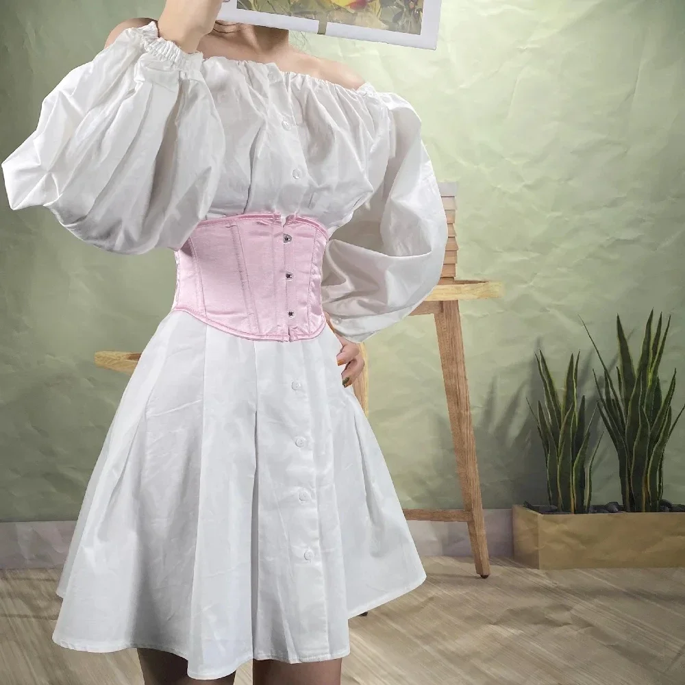 Женский атласный корсет под грудь с коротким торсом