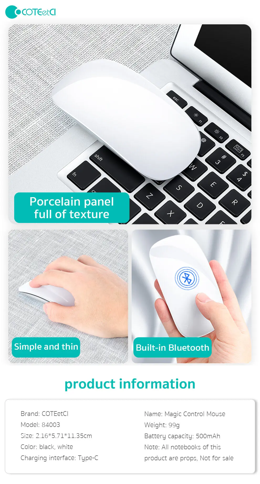 Перезаряжаемая Волшебная мышь беспроводная для Macbook Air Pro M1 Retina 11 12 13 15 16 ноутбука