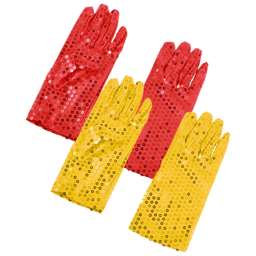 

2 Pairs Glitter Gloves Performance Sequin Party Costume European American Adult
