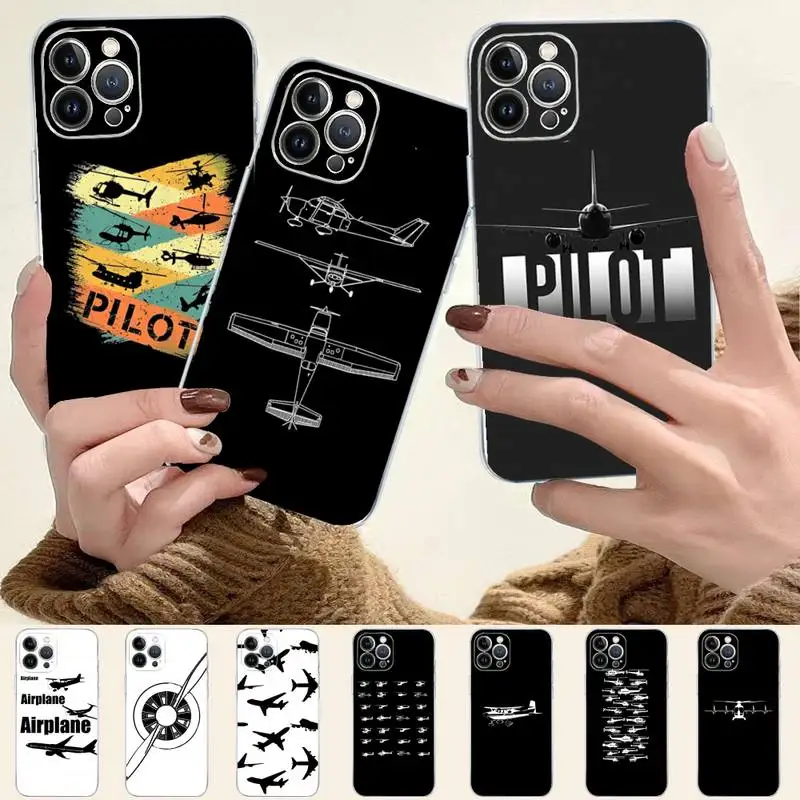 

Aircraft Helicopter Airplane Pilot fly Phone Case For iPhone 8 7 6 6S Plus X SE 2020 XR XS 14 11 12 13 Mini Pro Max Mobile Case