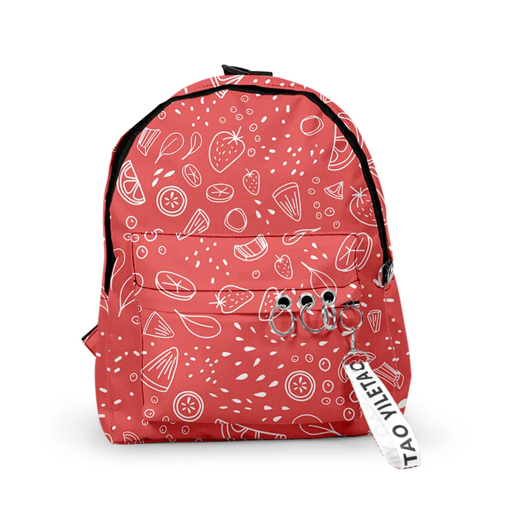 

Trendy Fruits Cherry pineapple strawberry Backpacks Boys/Girls School Bags 3D Print Keychains Oxford Waterproof Small Backpacks
