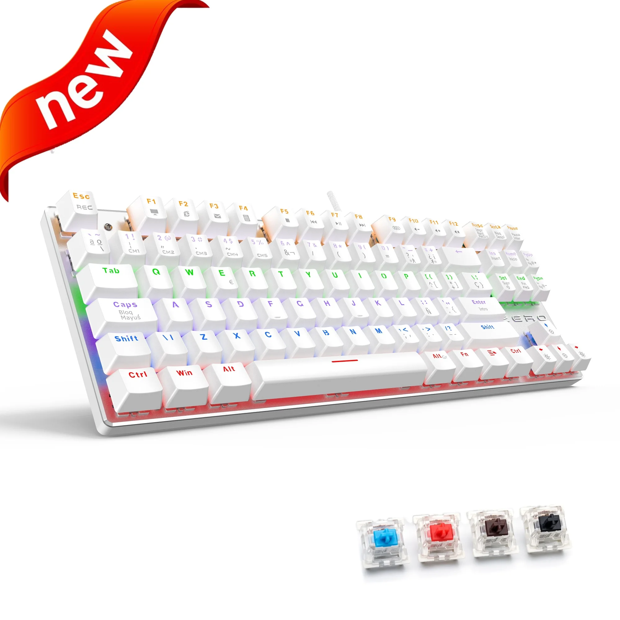 

Metoo Edition Gaming Mechanical Keyboard 87 104keys LED Backlit red Axis Russian US Spanish For Game Laptop PC