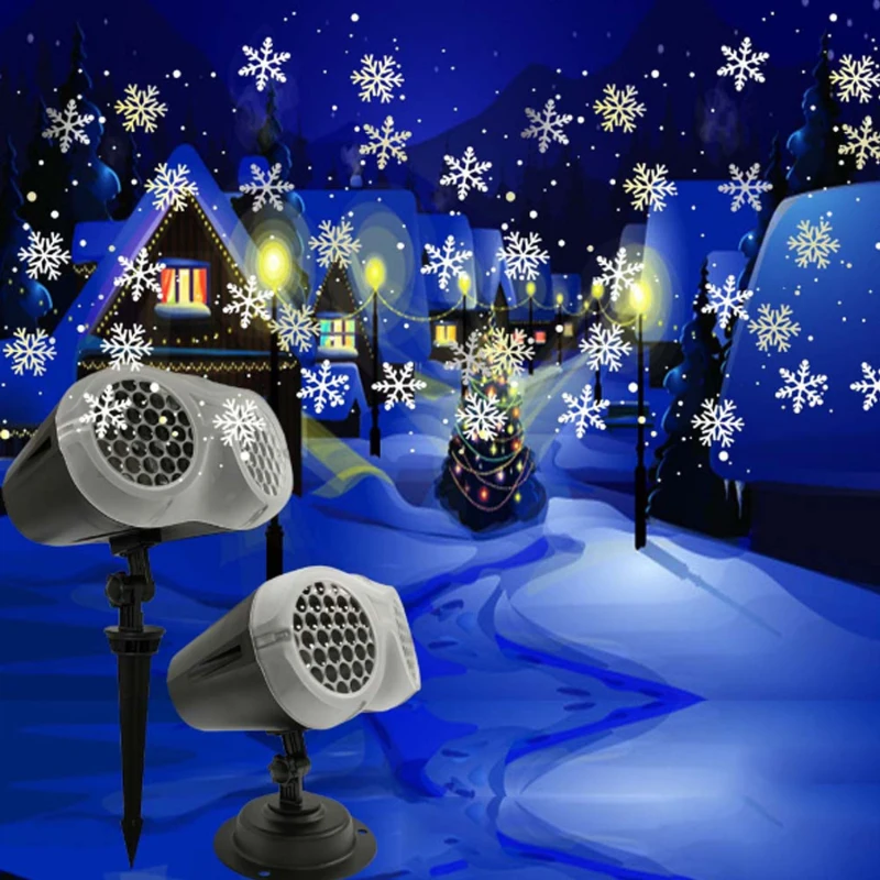 

Christmas Projector Lights 9w Xmas Pattern Waterproof Comkes Dynamic Rotating Outdoor Snowflake Projector Lights Led Stage Light