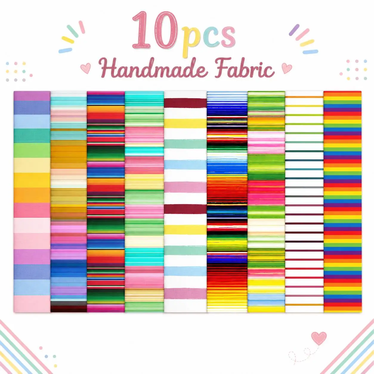 10 шт. винтажных полосатых тканевых полосок Jelly Roll, 2,5x19,7 дюйма, предварительно нарезанные, 100% полиэстер, для пэчворка, столовых дорожек, подставок под тарелки (art.: 3920dbe0b85cd) - 3920dbe0b85cd