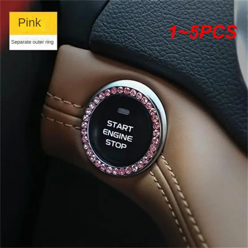 

1~5PCS Car One-click Start Button Car Interior Engine Ignition Start Stop Button Protective Cover Crystal Decoration Car