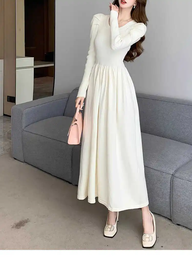 Весна осень и зима с пальто. Трикотажное платье. Новые женские французские брюки.